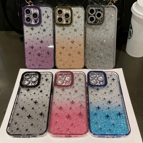 Stars Glitter Lens Turnkey Protection Electroplating Phone Case For iPhone